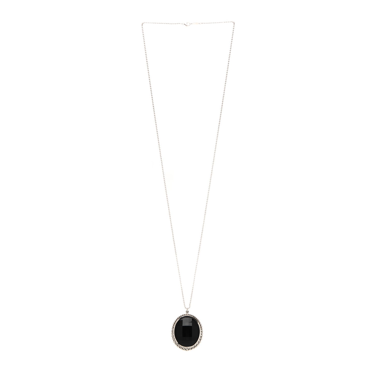 Sterling Silver Onyx Ziegfeld Oval Pendant Necklace