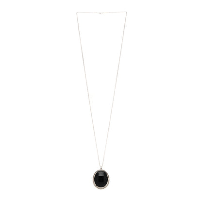 Tiffany Sterling Silver Onyx Ziegfeld Oval Pendant Necklace 3 of 5