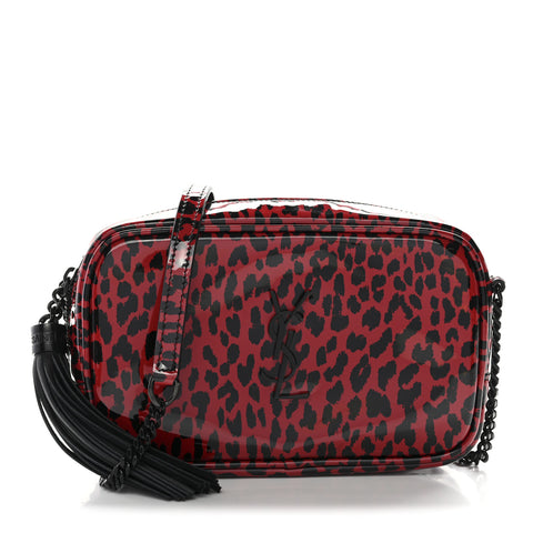 Patent Calfskin Leopard Print Monogram Mini Lou Camera Bag Red