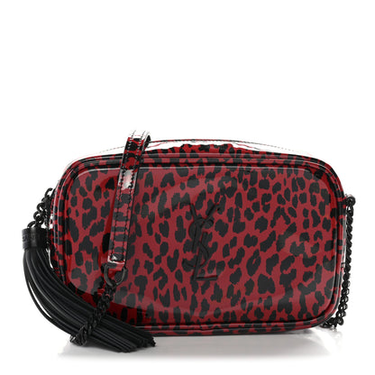 Saint Laurent Patent Calfskin Leopard Print Monogram Mini Lou Camera Bag Red 1 of 11