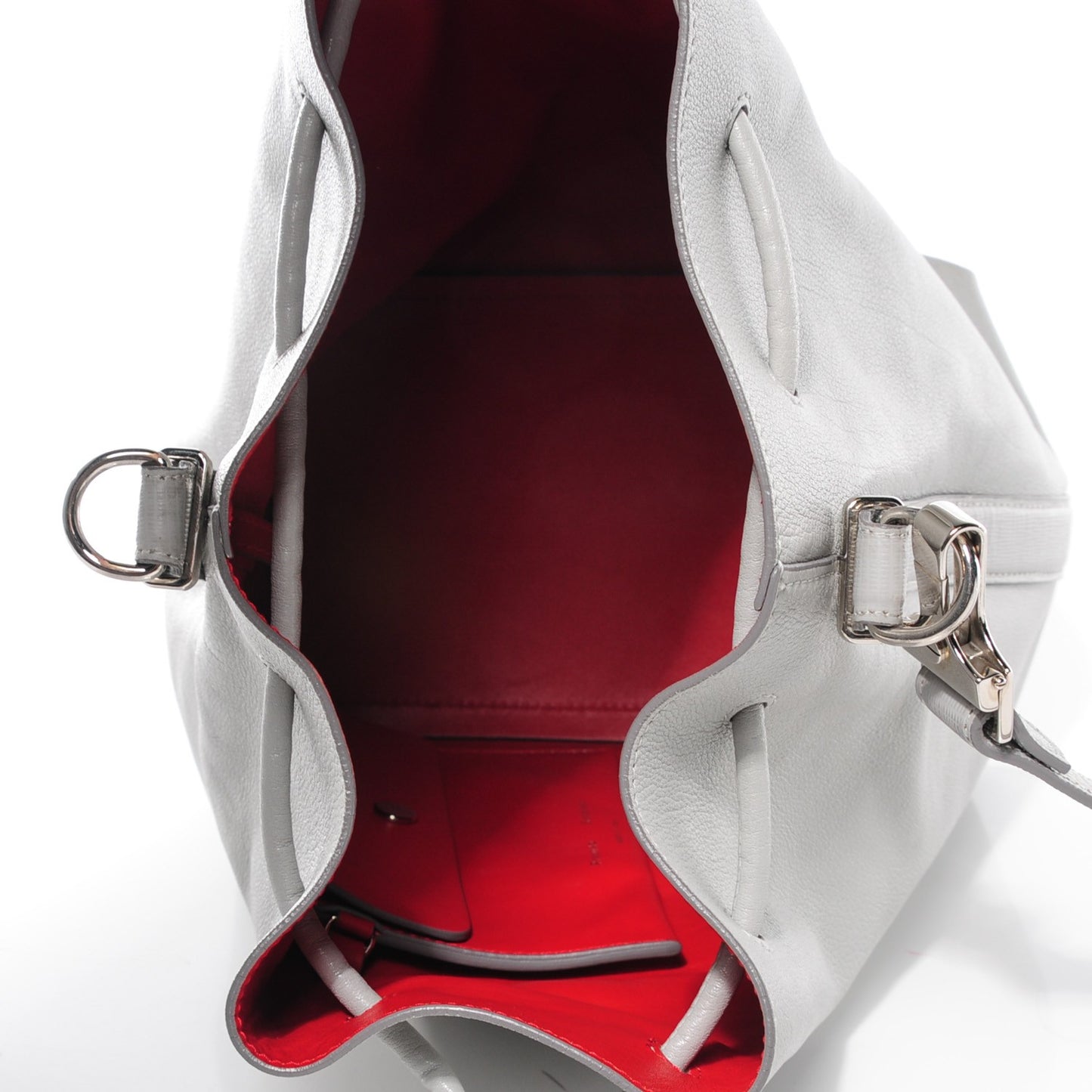 Grained Leather Medium Bucket Bag Icy Pearl