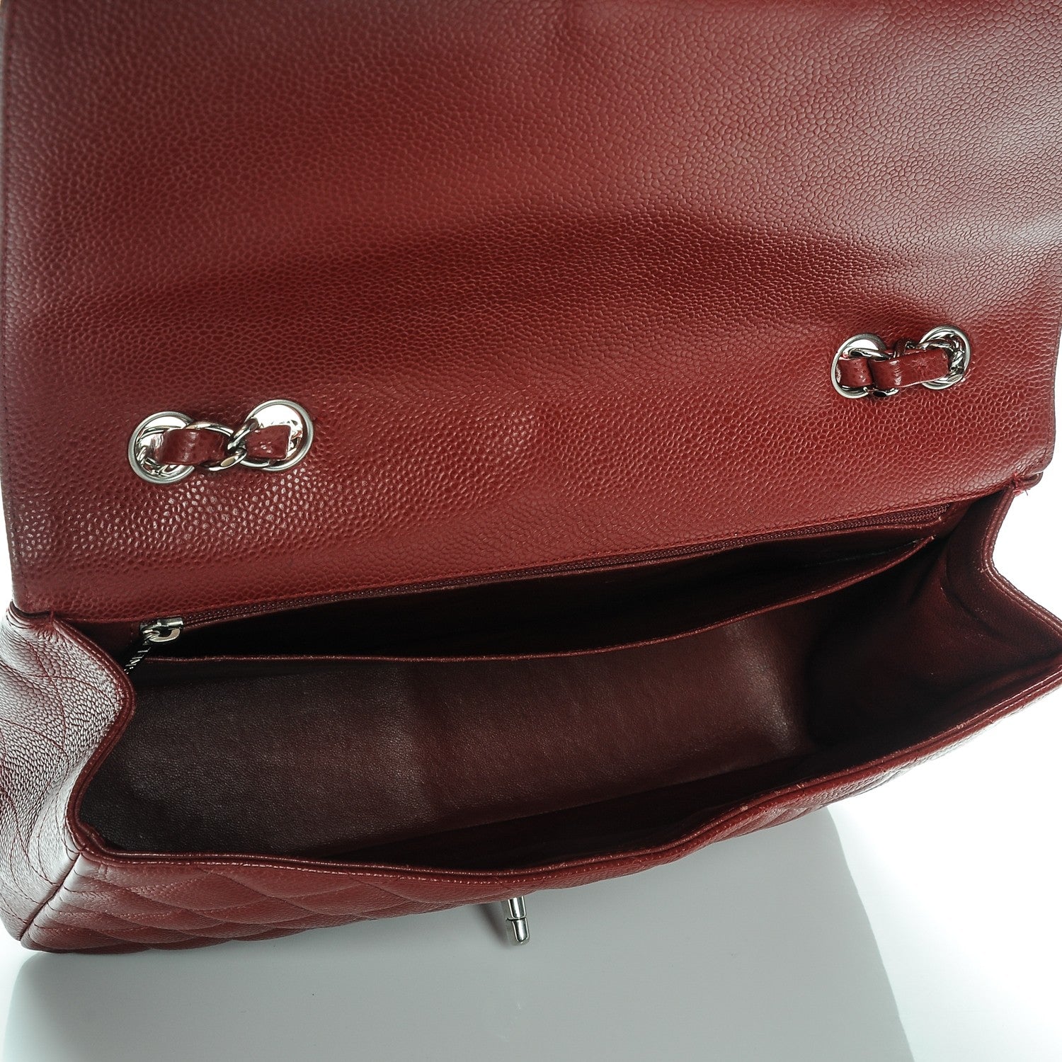 Chanel Caviar Quilted Jumbo Single Flap Dark Red 5 of 9