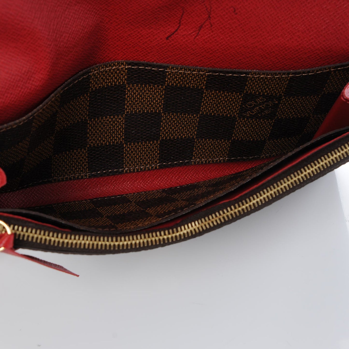 Damier Ebene Emilie Wallet Red