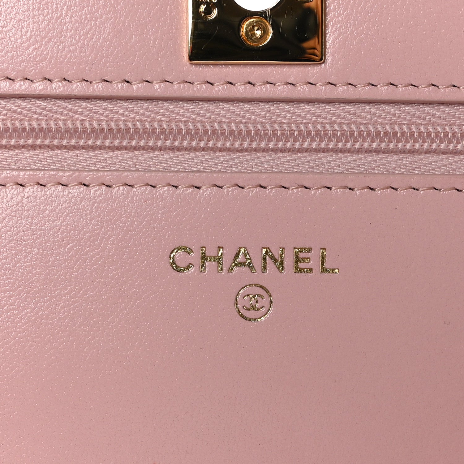 Chanel Shiny Lambskin Quilted Golden Links Wallet On Chain WOC Light Pink 6 of 11