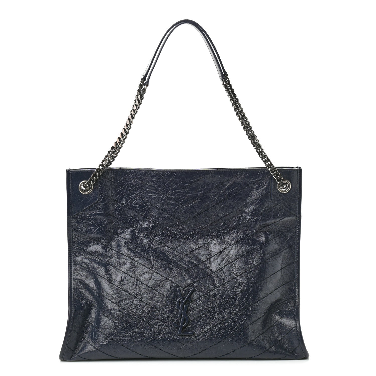 Saint Laurent Crinkled Calfskin Matelasse Monogram Niki Shoulder Bag Deep Marine 1 of 10