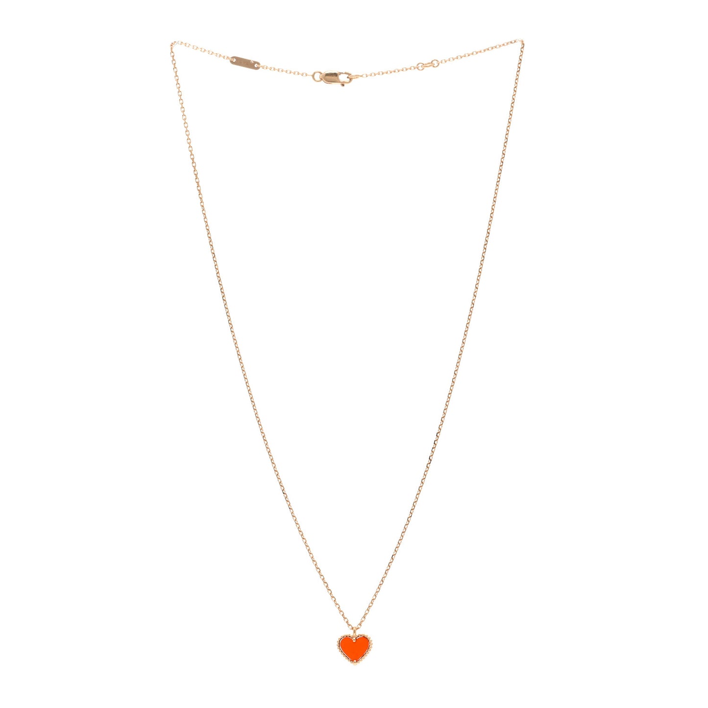 18K Rose Gold Carnelian Sweet Alhambra Heart Pendant Necklace
