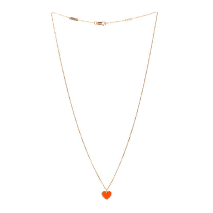 Van Cleef & Arpels 18K Rose Gold Carnelian Sweet Alhambra Heart Pendant Necklace 3 of 6