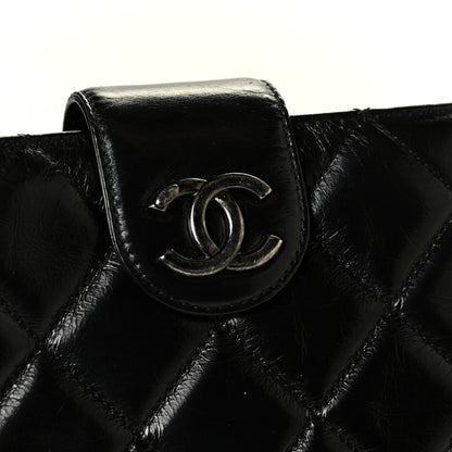 Chanel Glazed Calfskin Quilted Coco Pleats Chain Clutch Black 7 of 8