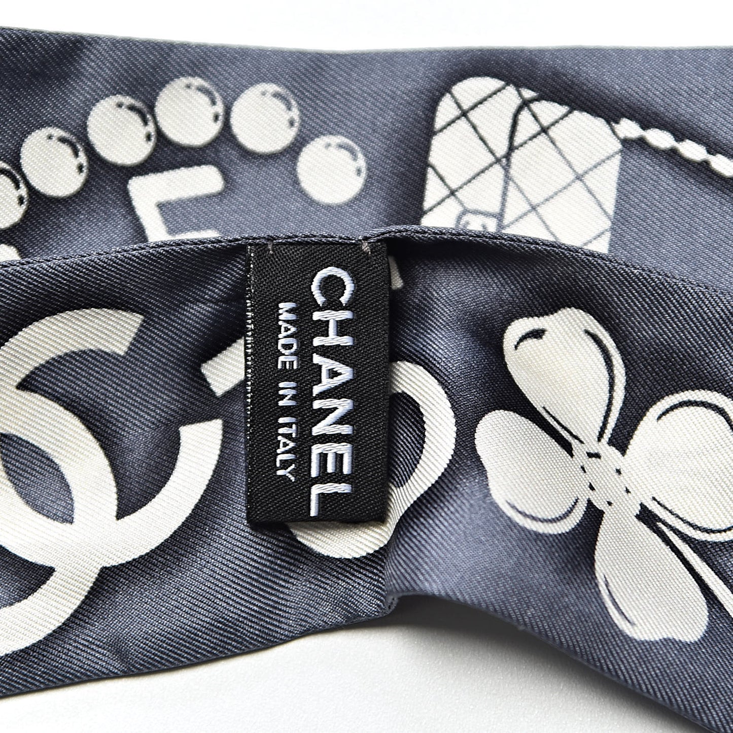 Silk CC Slim Bandeau Scarf Grey Ecru Black