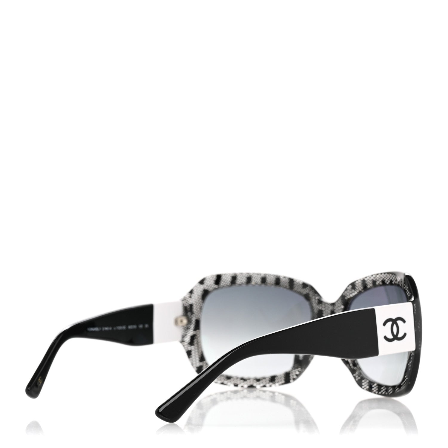 Chanel Acetate CC Lace Effect Sunglasses 5146-A Black White 4 of 7