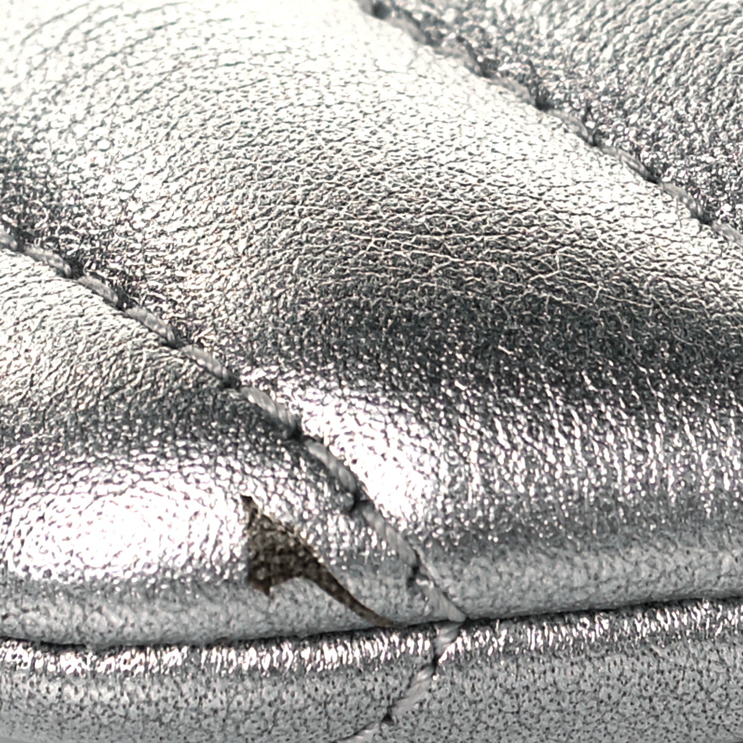 Saint Laurent Metallic Calfskin Matelasse Chevron Monogram Pouch Silver 10 of 10