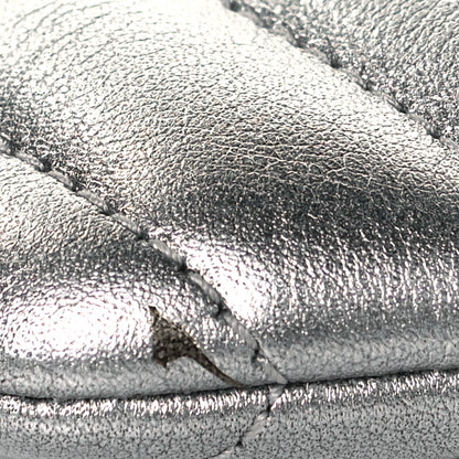 Saint Laurent Metallic Calfskin Matelasse Chevron Monogram Pouch Silver 10 of 10