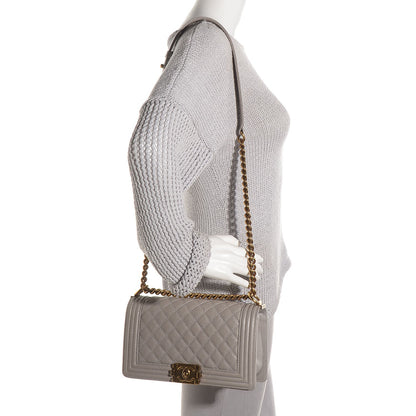 Chanel Caviar Medium Boy Flap Light Grey 2 of 9