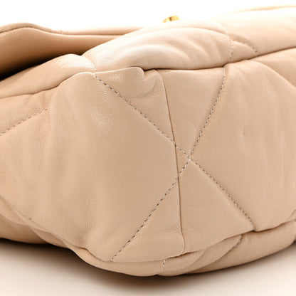 Chanel Goatskin Quilted Large Chanel 19 Flap Beige 9 of 10