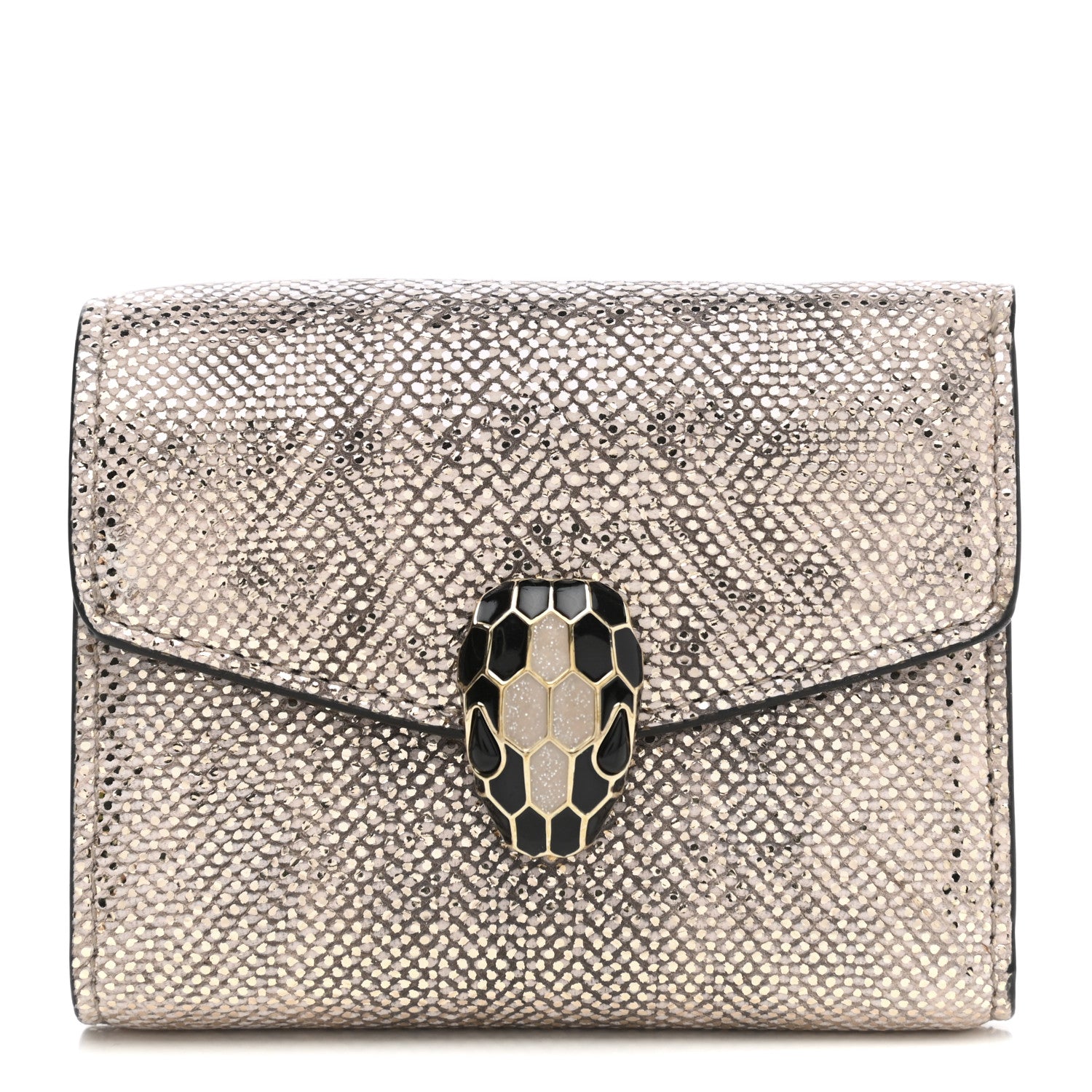 Bulgari Karung Calfskin Serpenti Forever Compact Wallet Beige 1 of 8