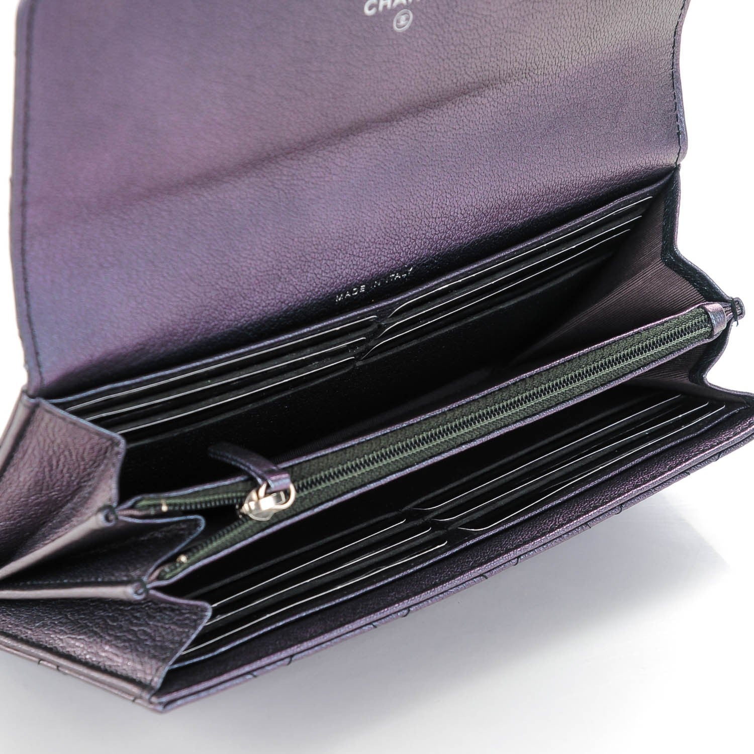 Chanel Iridescent Goatskin Quilted Large Gusset Flap Wallet Purple 5 of 8