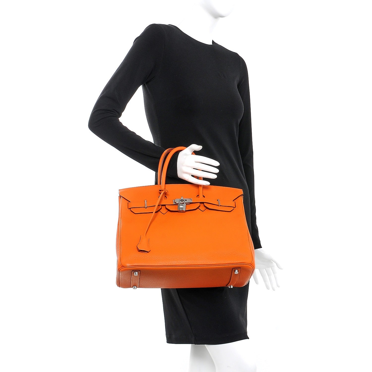 Hermes Taurillon Clemence Birkin 35 Orange 2 of 32