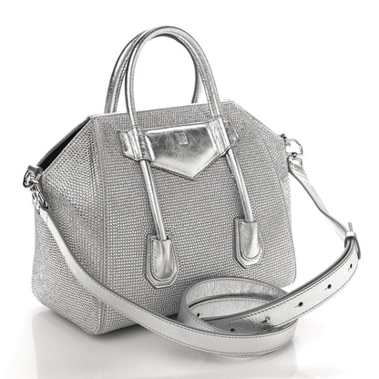 Givenchy Crystal Embellished Mini Lock Antigona Shoulder Bag Silvery Grey 3 of 8