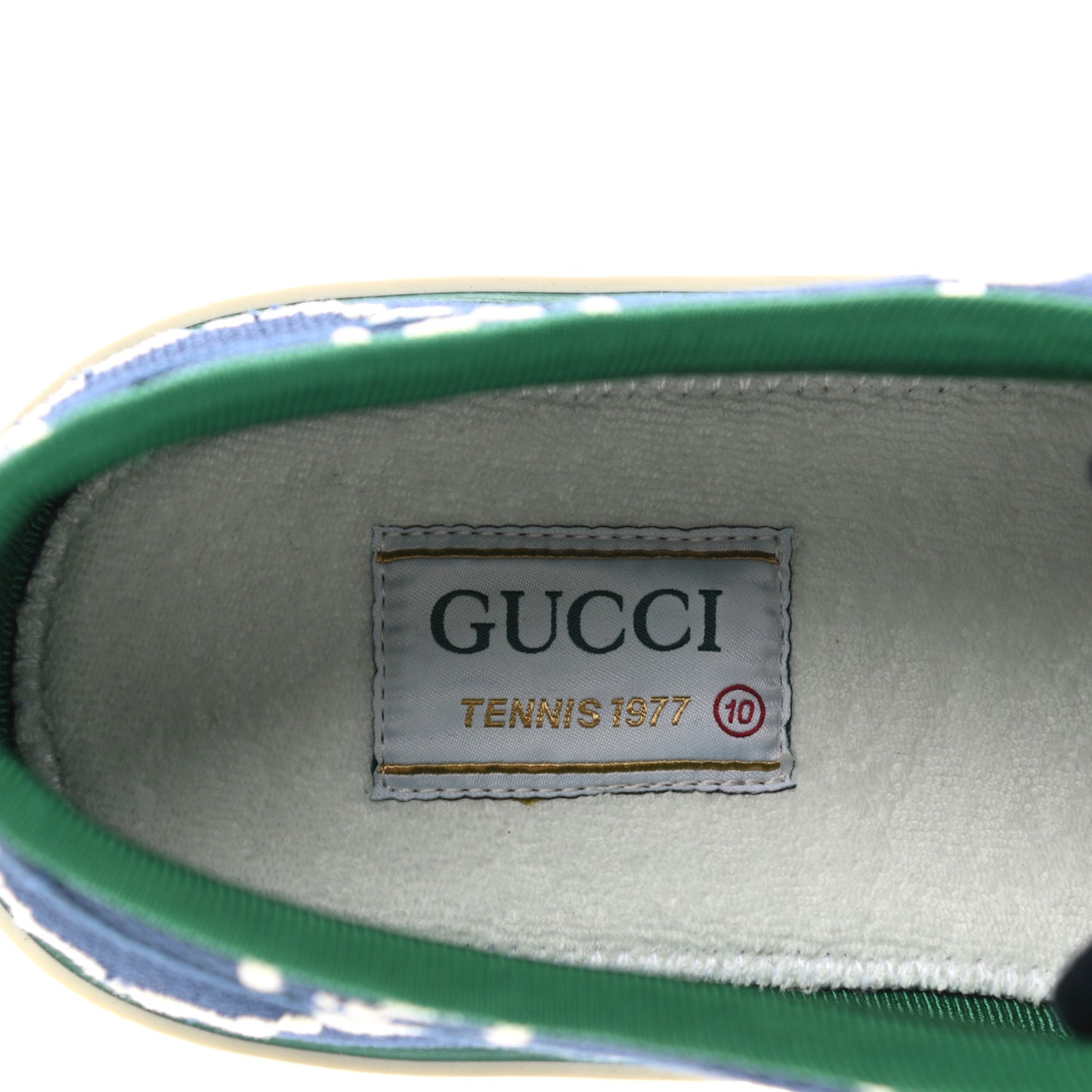 Cotton GG Monogram Web Mens 1977 Tennis Sneakers 10 Ink Ivory Blue