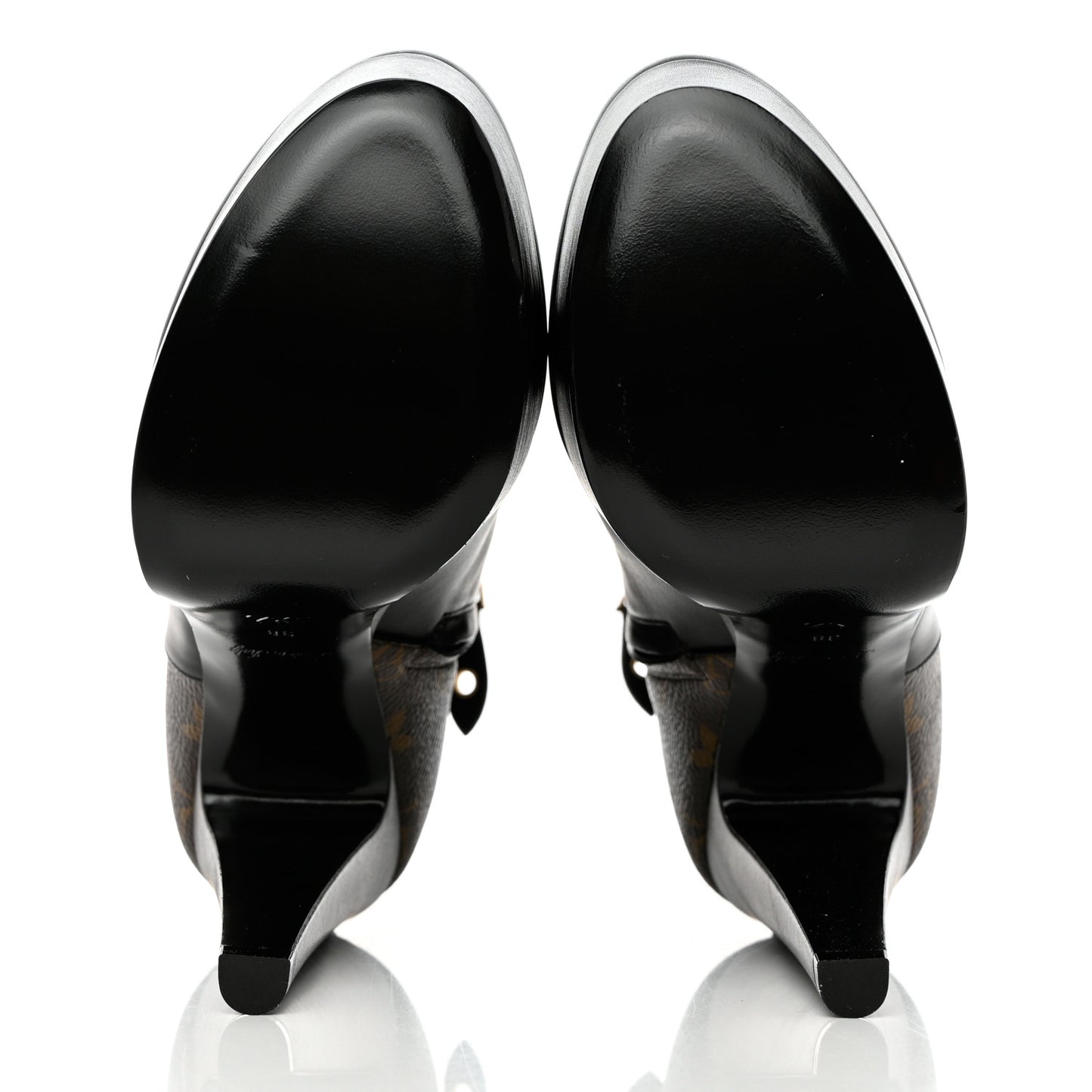 Calfskin Monogram Afterglow Platform Ankle Boots 38 Black