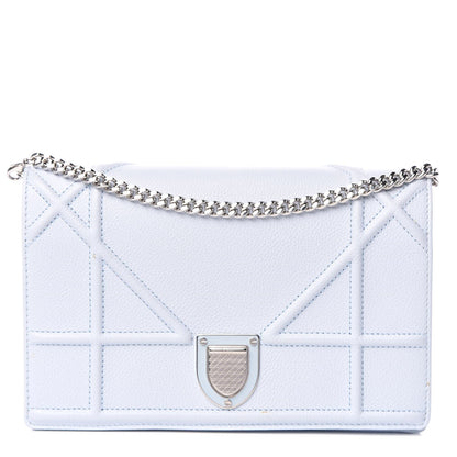 Christian Dior Grained Calfskin Diorama Wallet on Chain Pouch Light Blue 1 of 15