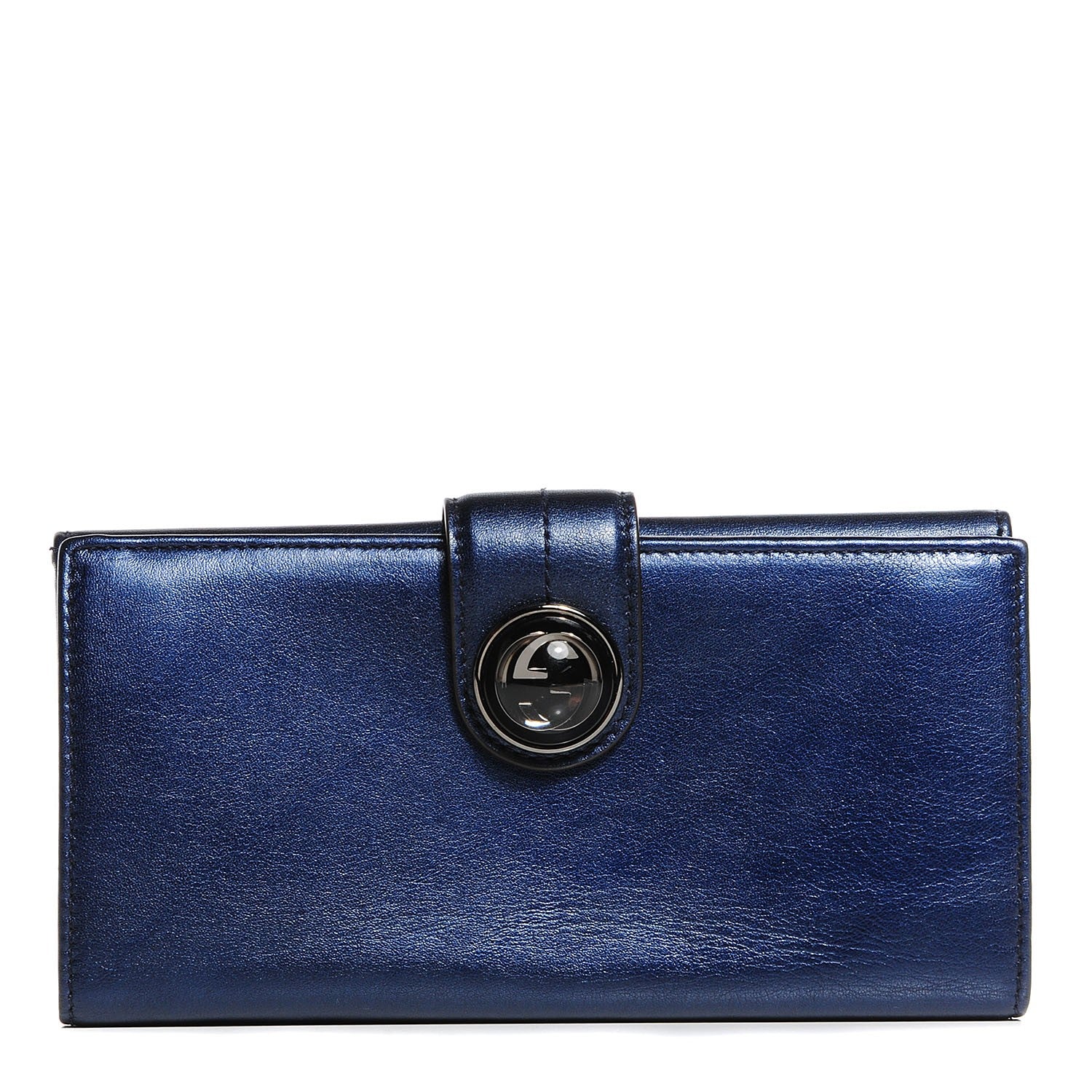Gucci Metallic Leather Galaxy Continental Wallet Blue 1 of 8