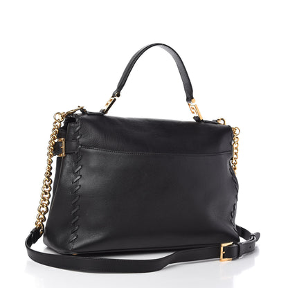 Versace Calfskin Whipstitch Palazzo Top Handle Satchel Black 3 of 10