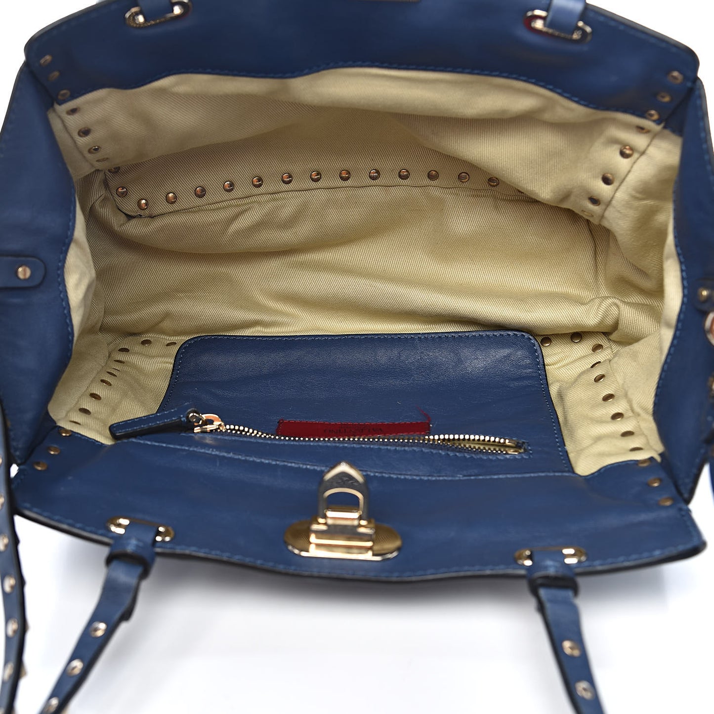 Vitello Small Rockstud Tote Indigo