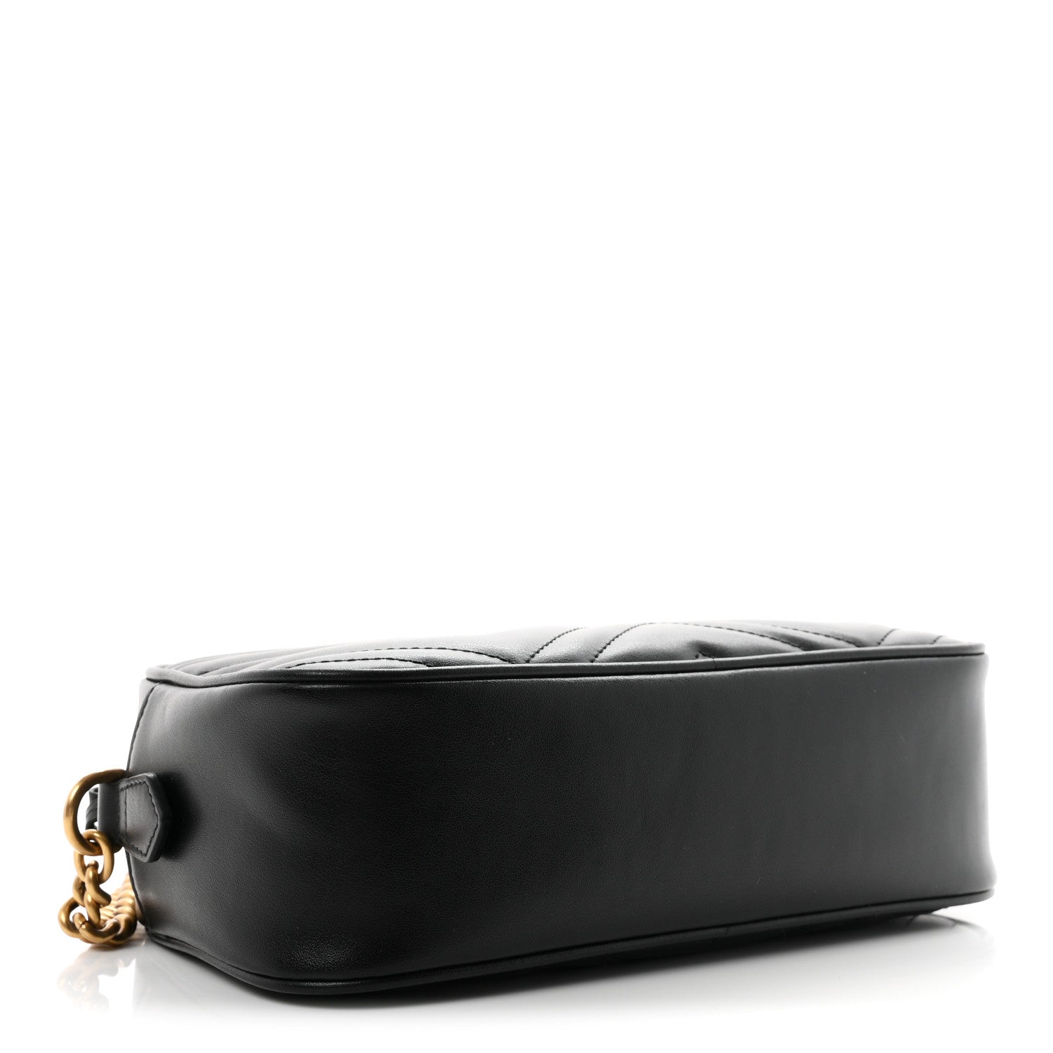 Gucci Calfskin Matelasse Small GG Marmont Chain Shoulder Bag Black 3 of 9