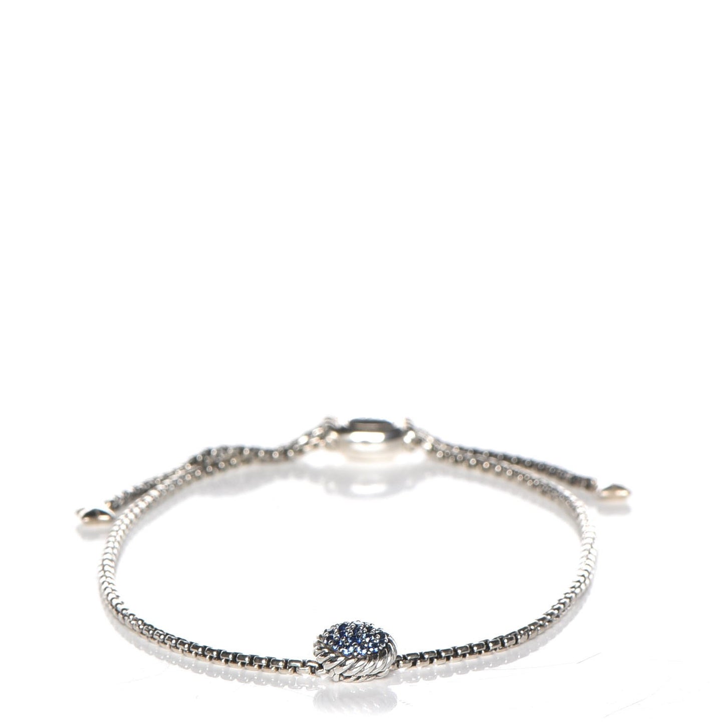 Sterling Silver Blue Sapphire 9mm Petite Pave Bracelet