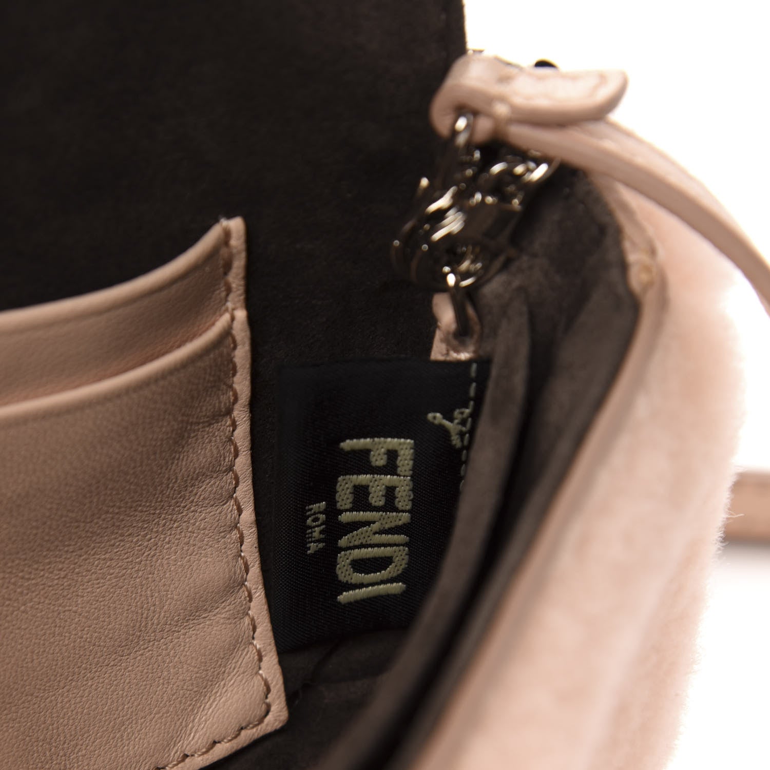 Fendi Shearling Shiny Nappa Micro Baguette Light Rose 7 of 10