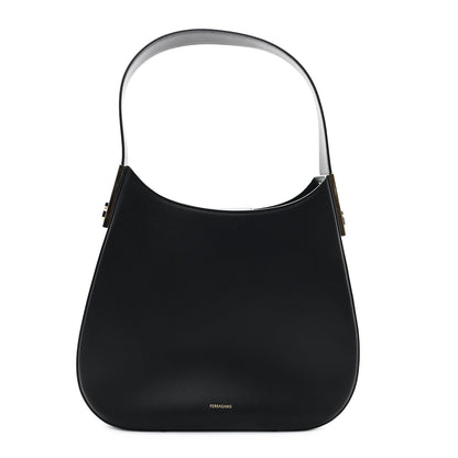 Salvatore Ferragamo Calfskin Medium Gancio Hobo Black 1 of 12