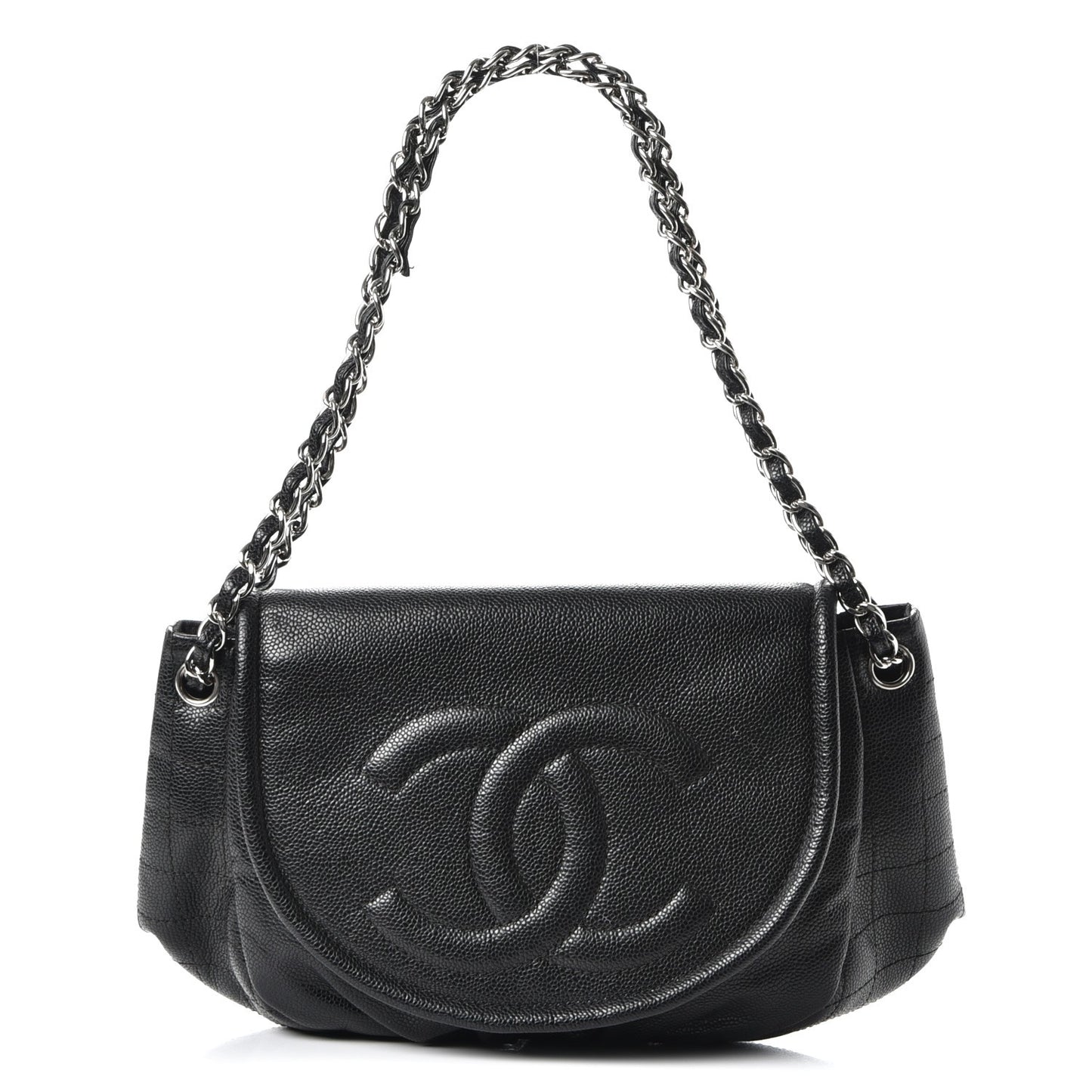 Caviar Half Moon Large Flap Black
