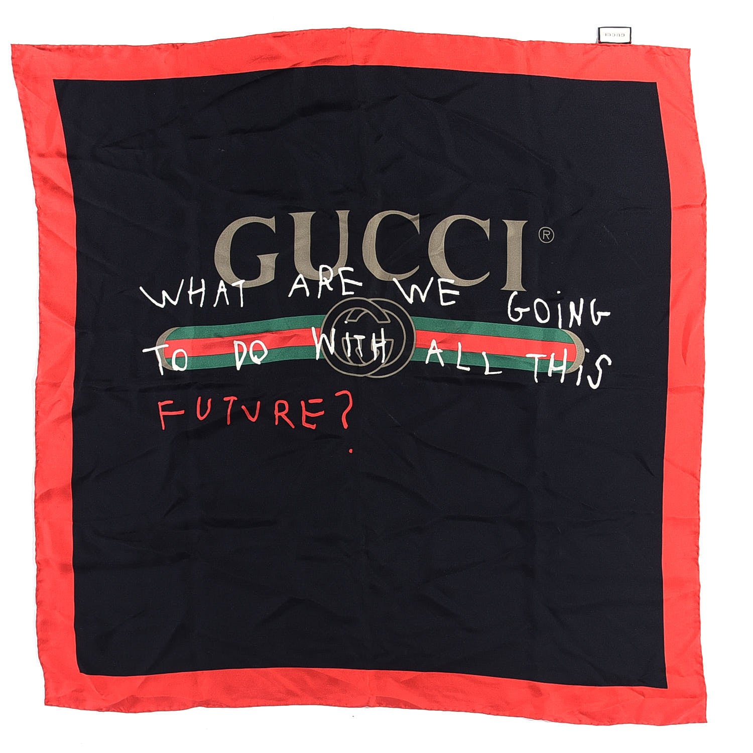 Gucci Silk Coco Capitan Logo Scarf Black 1 of 5
