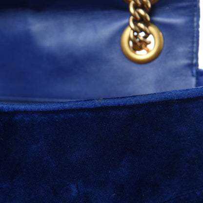Gucci Velvet Matelasse Medium GG Marmont Shoulder Bag Cobalt Blue 8 of 18