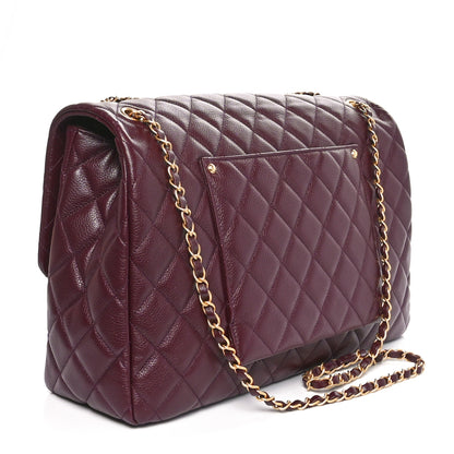 Chanel Grained Calfskin Quilted XXL Travel Flap Bag Burgundy 2 of 10
