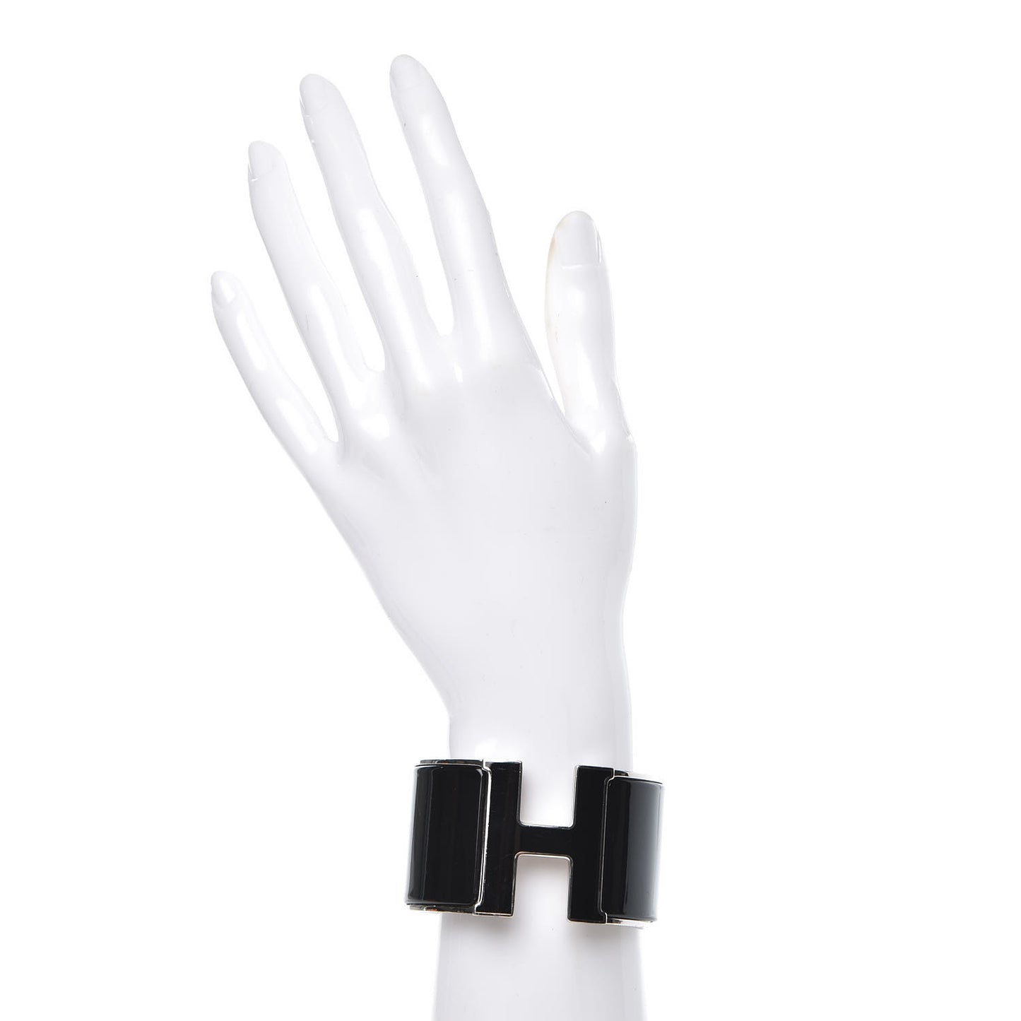 Enamel Extra Wide Clic Clac H Bracelet GM Black