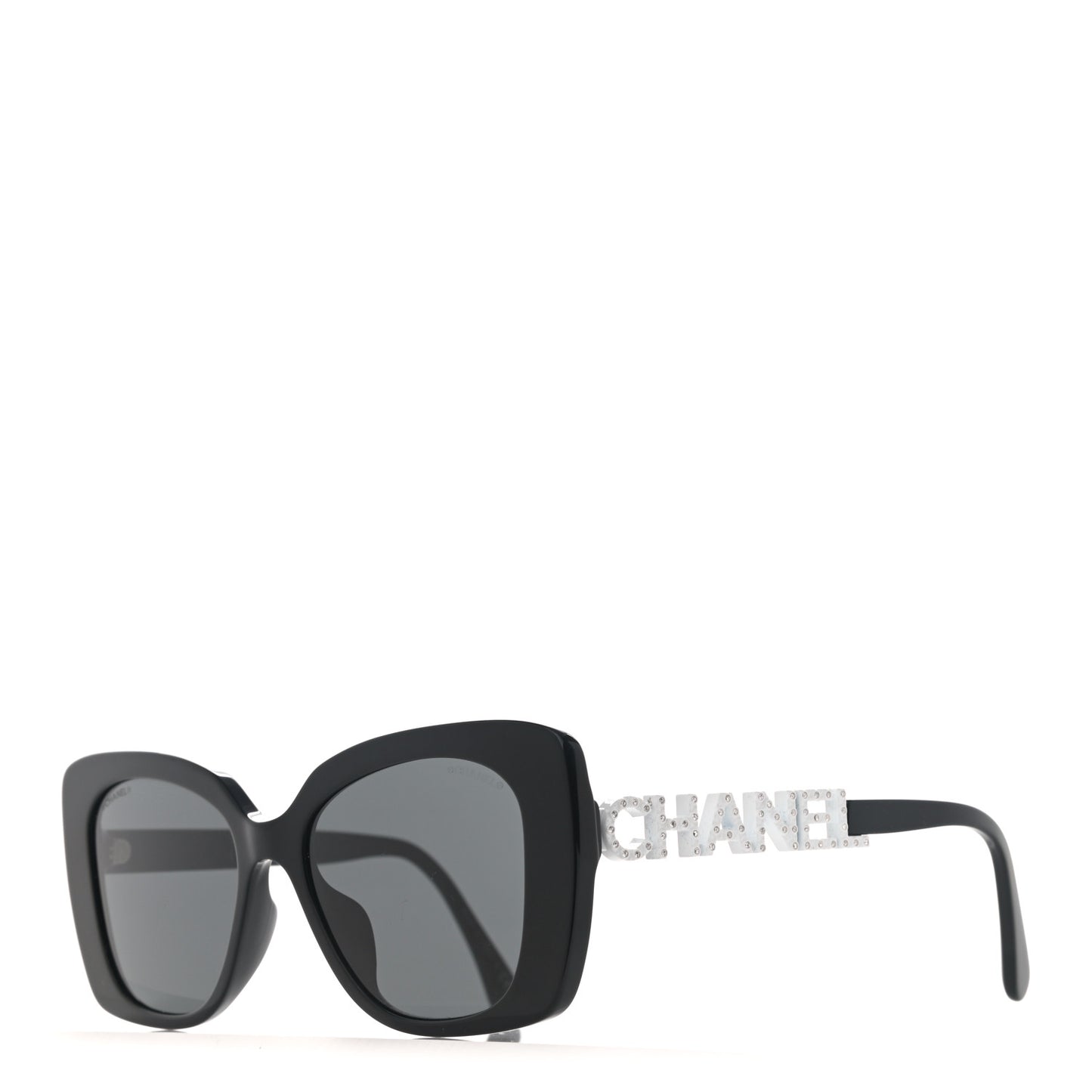Acetate Strass Square Sunglasses 5422-B-A Black White