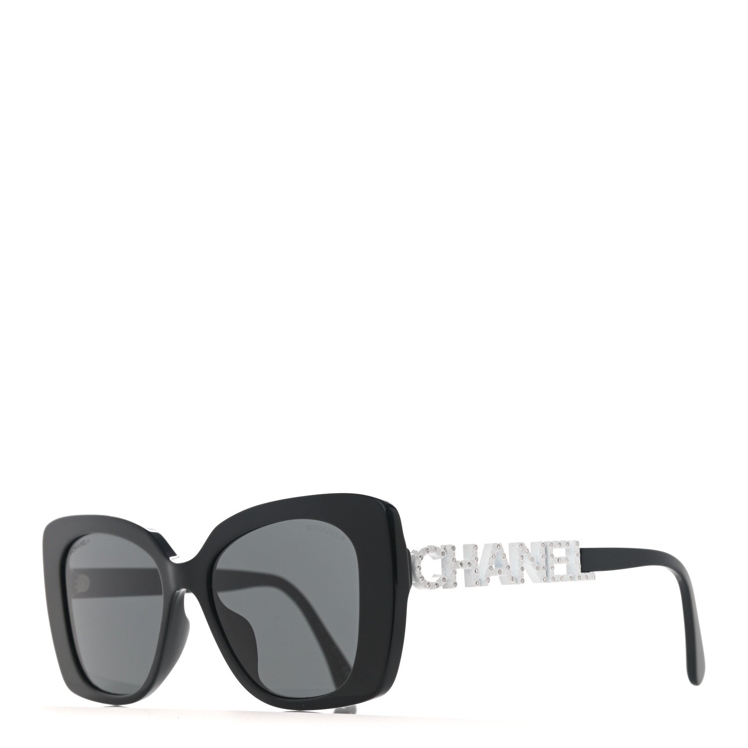 Chanel Acetate Strass Square Sunglasses 5422-B-A Black White 1 of 8