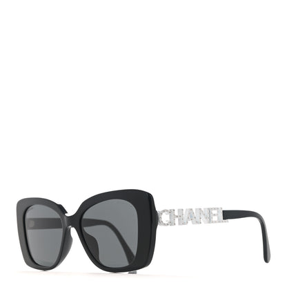 Chanel Acetate Strass Square Sunglasses 5422-B-A Black White 1 of 8