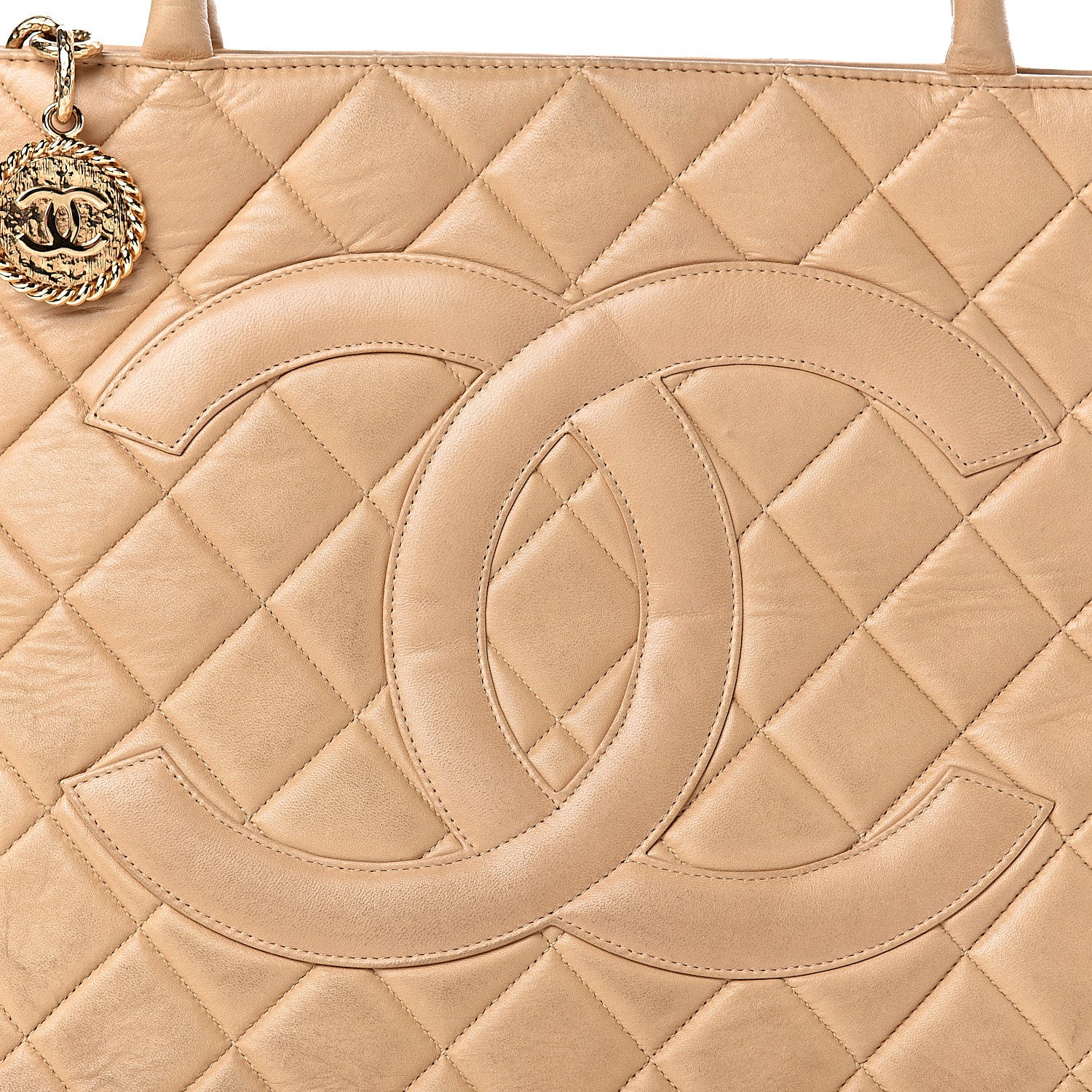 Chanel Lambskin Quilted Medallion Tote Beige 12 of 27