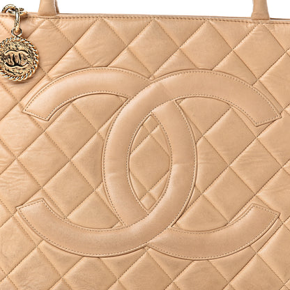 Chanel Lambskin Quilted Medallion Tote Beige 12 of 27