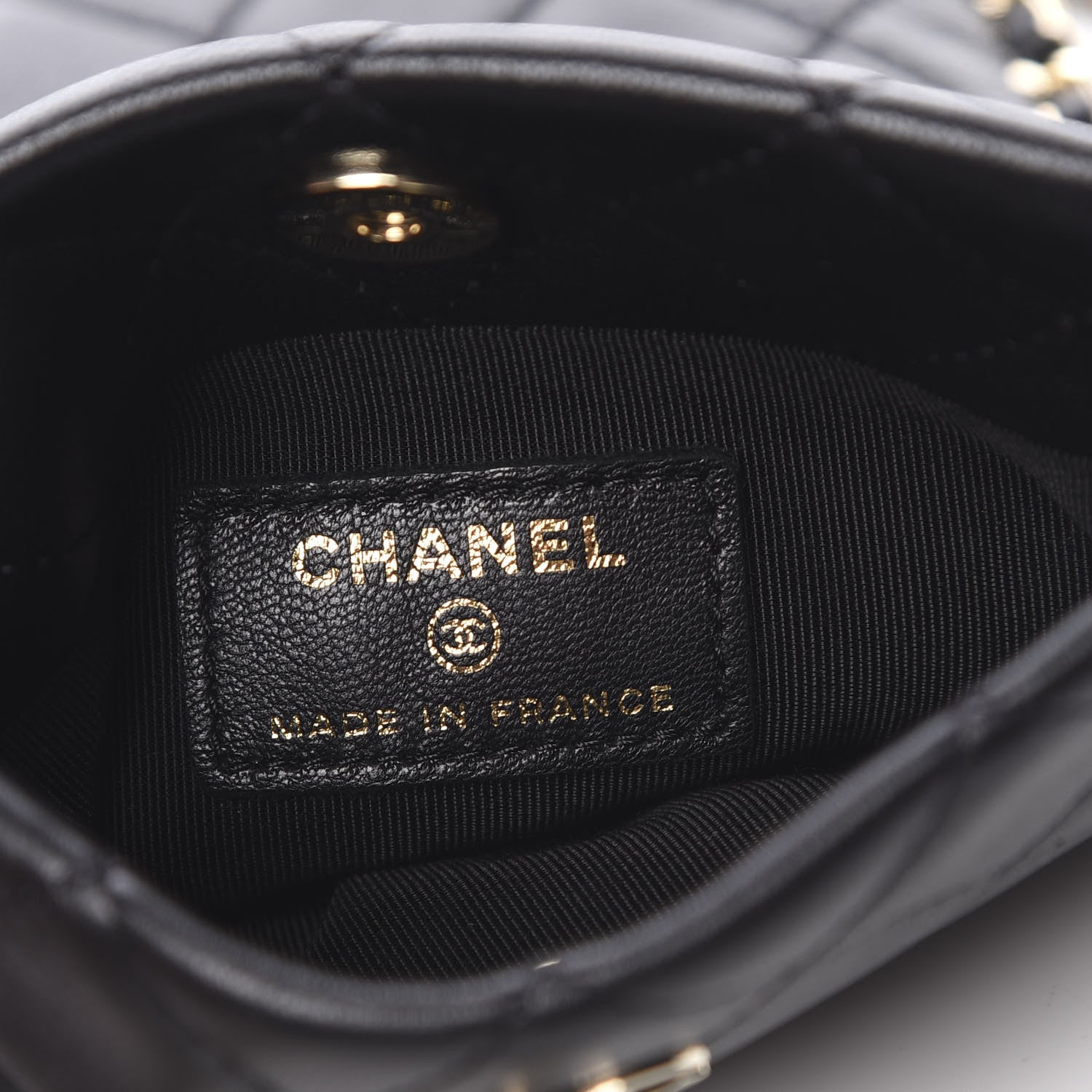Chanel Lambskin Quilted Chain Around Phone Holder Black 6 of 10