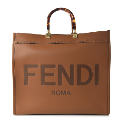 Fendi Vitello King Plexiglass Large Fendi Sunshine Shopper Tote Cuoio 1 of 10