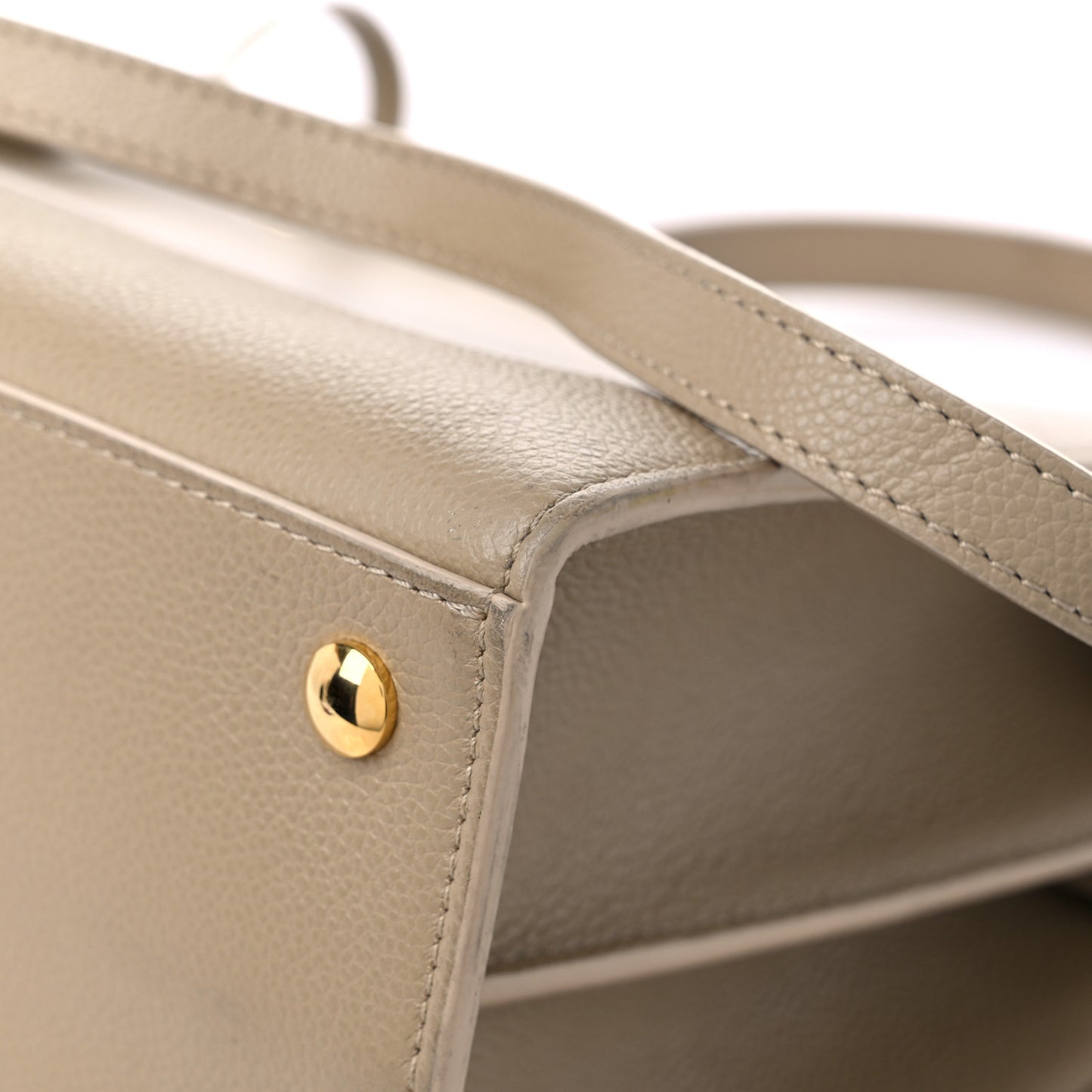 Grainy Calfskin Medium Title Bag Honey