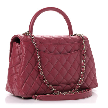Chanel Caviar Quilted Small Coco Handle Flap Dark Pink 2 of 4