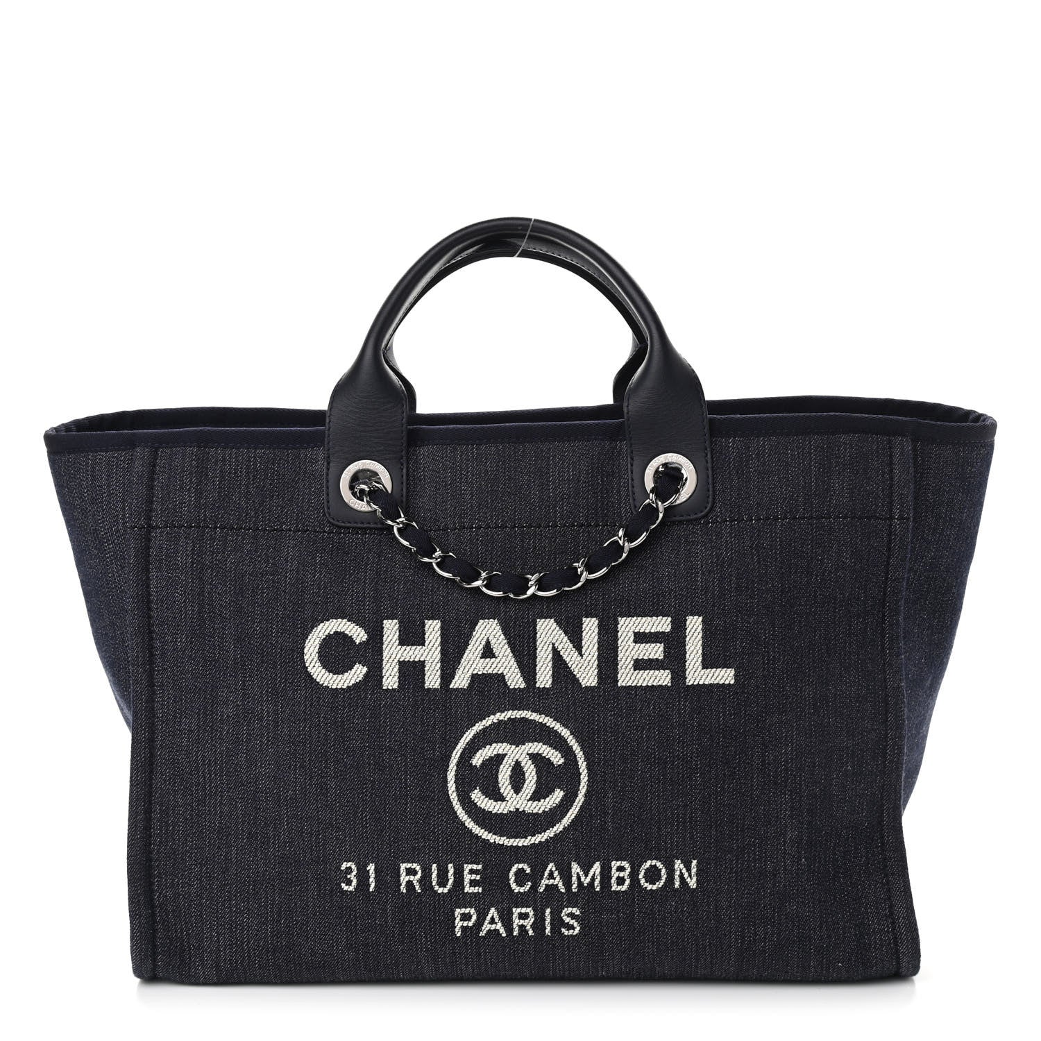 Chanel Denim Medium Deauville Tote Dark Blue 1 of 10