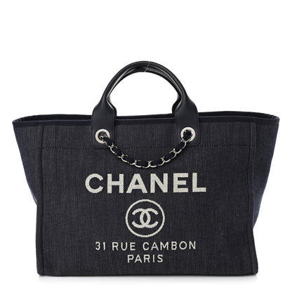 Chanel Denim Medium Deauville Tote Dark Blue 1 of 10
