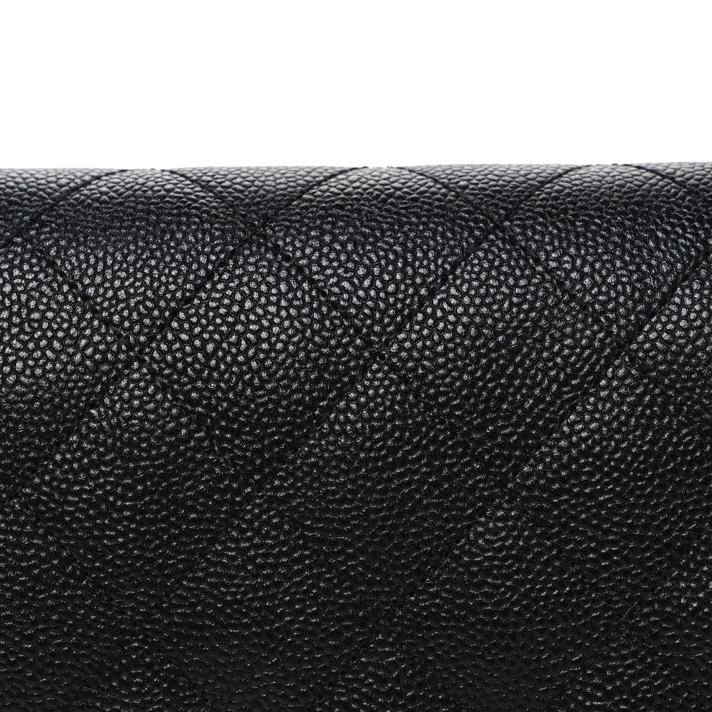 Caviar Grosgrain Quilted Top Handle CC Flap Black