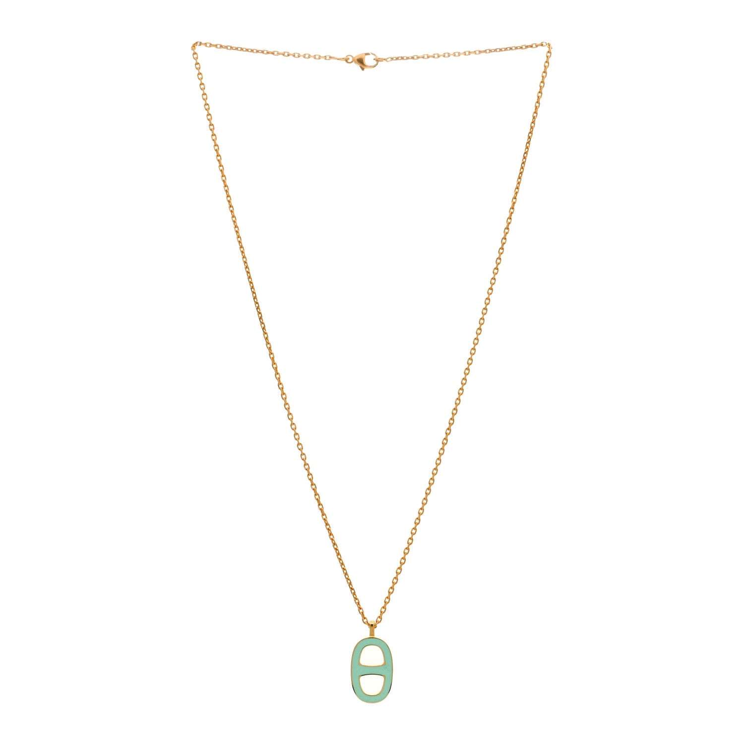 Hermes Lacquered Iliade Pendant Necklace Lagon 2 of 3